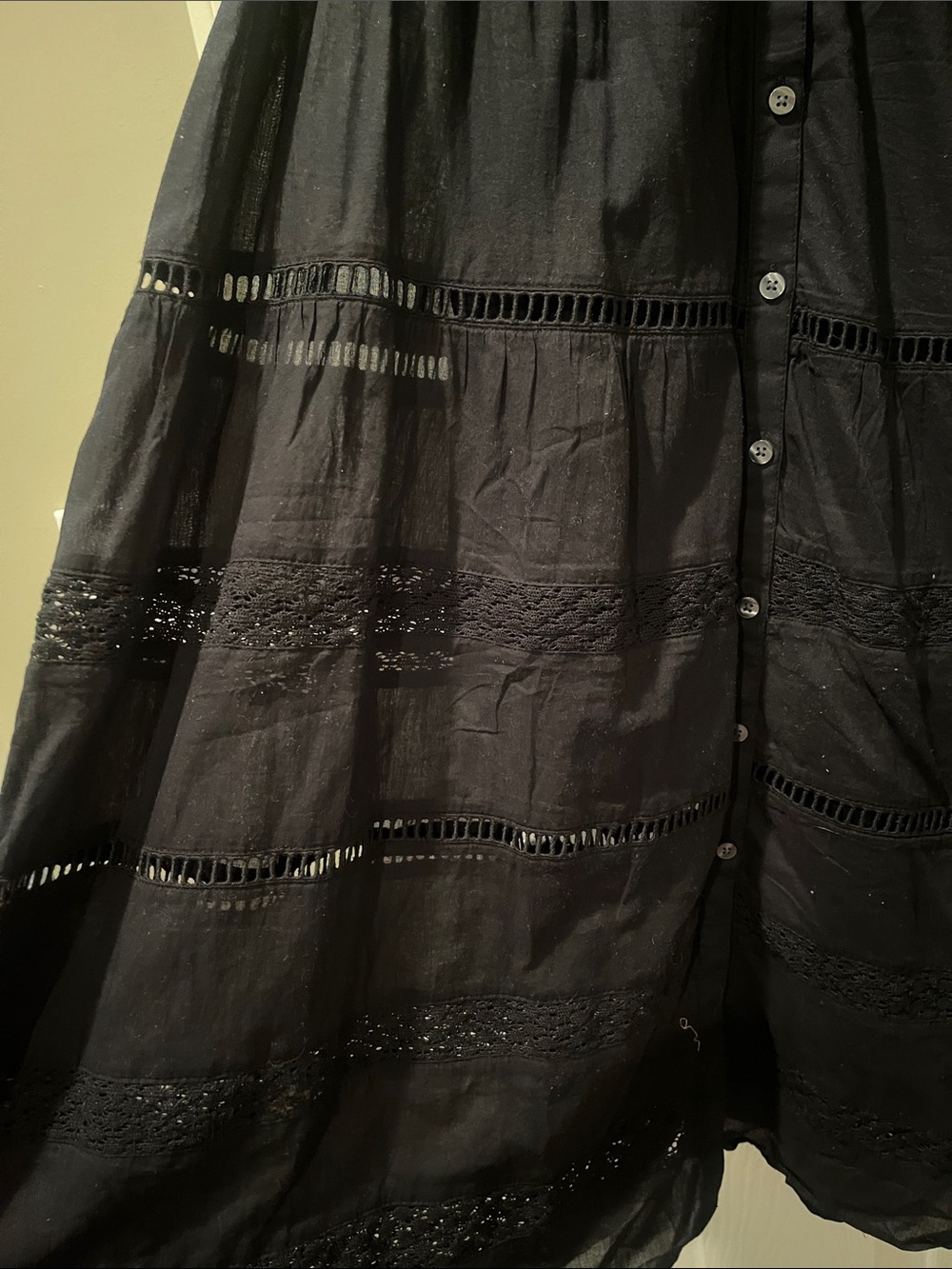 GAP Black Pintuck Button-Down Midi Dress - Picture 2 of 6